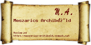 Meszarics Archibáld névjegykártya